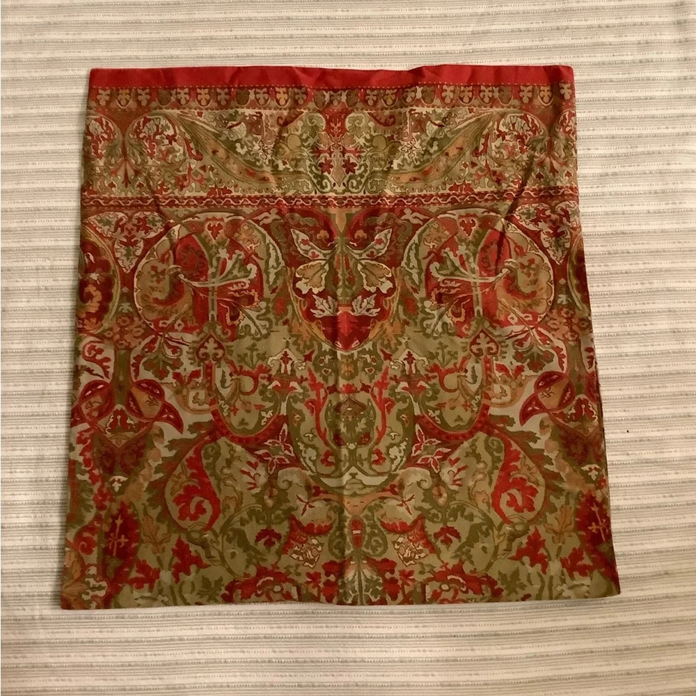 Ralph Lauren Blue Label Red and Olive Paisley Pillowcase